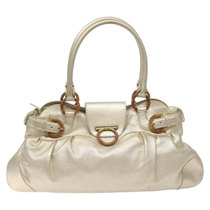 Salvatore Ferragamo Marisa Satchel Leather, GOLD, LEATHER, Shoulder bag