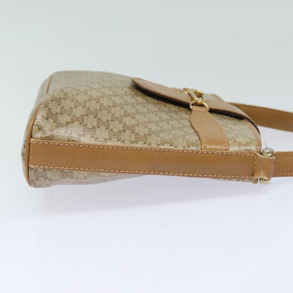 Celine Vintage Macadam Shoulder Bag Canvas and Leather, Beige, Canvas, Shoulder Bag