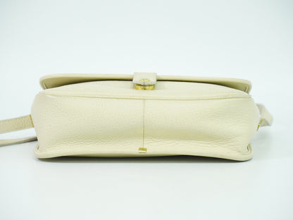 Saint Laurent Vintage Flap Crossbody Bag Leather, ECRU, LEATHER, Shoulder bag