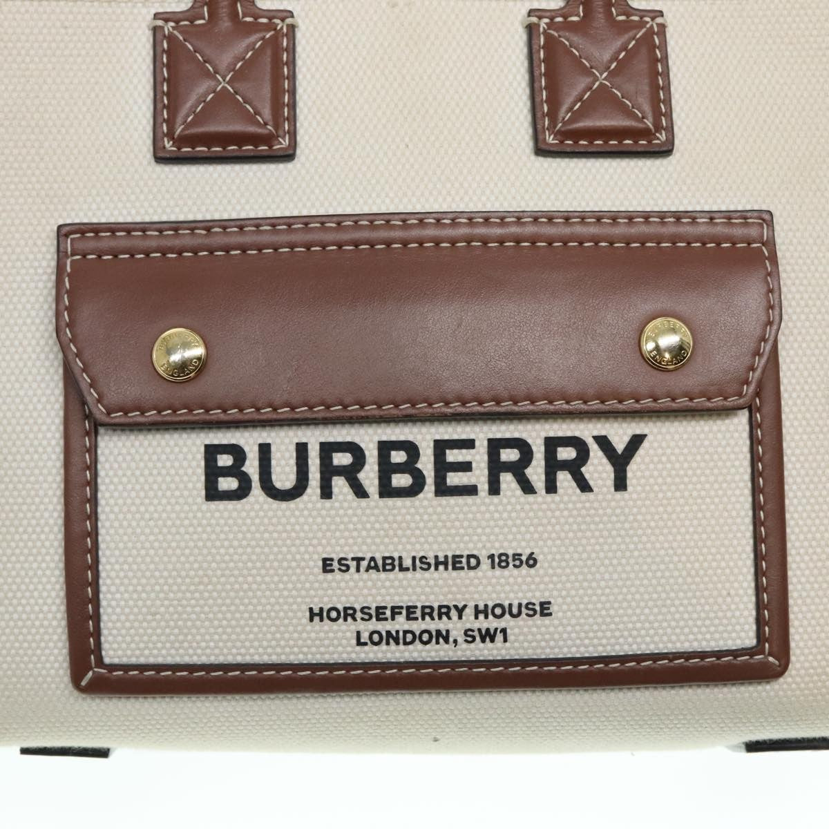 Burberry Freya Shopping Tote Canvas with Leather, WHITE, CANVAS, Tote bag