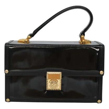 Versace Vintage Box Handle Bag Patent, BLACK, PATENT_LEATHER, Handbag