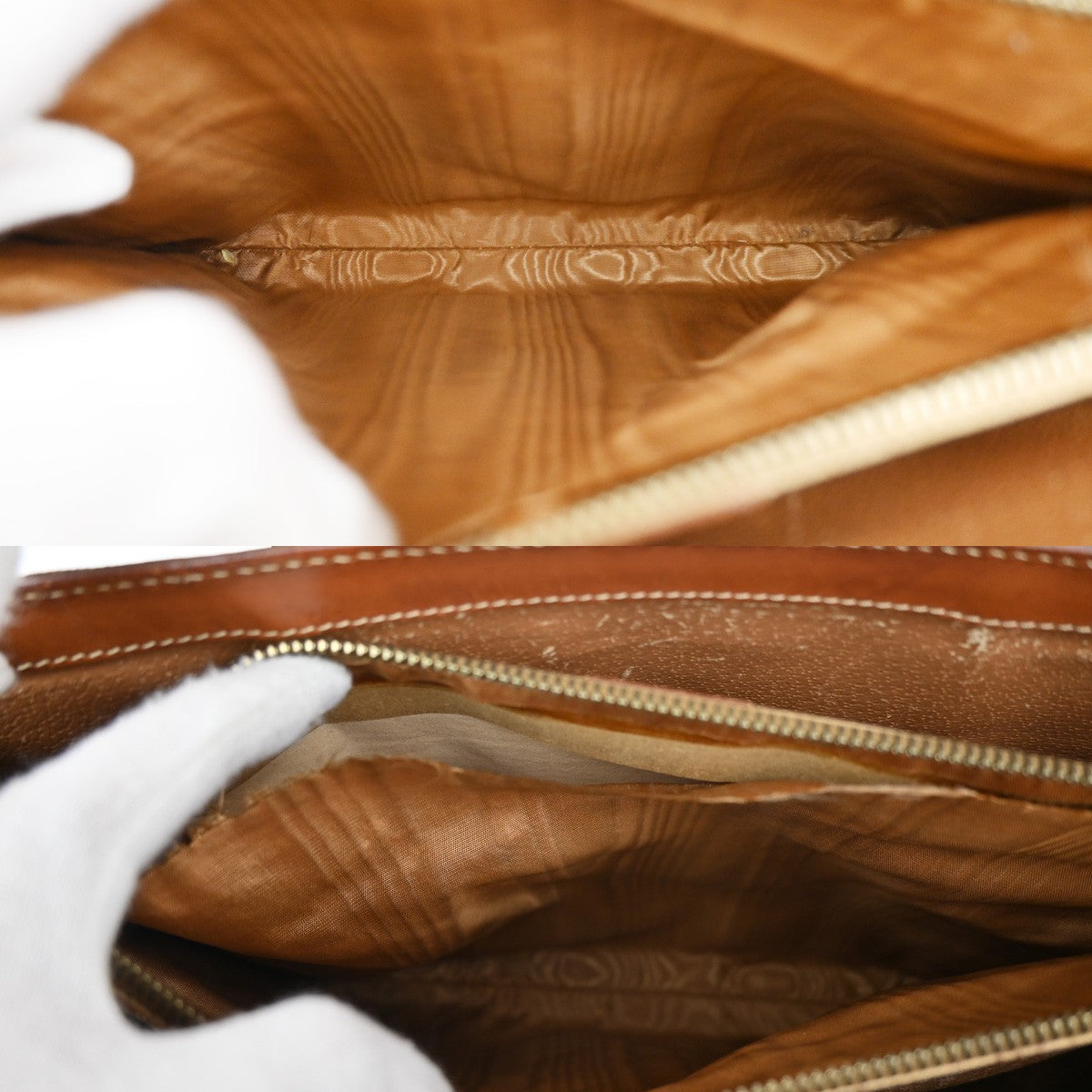 Celine Vintage Macadam Handbag Leather, BROWN, PVC, Handbag