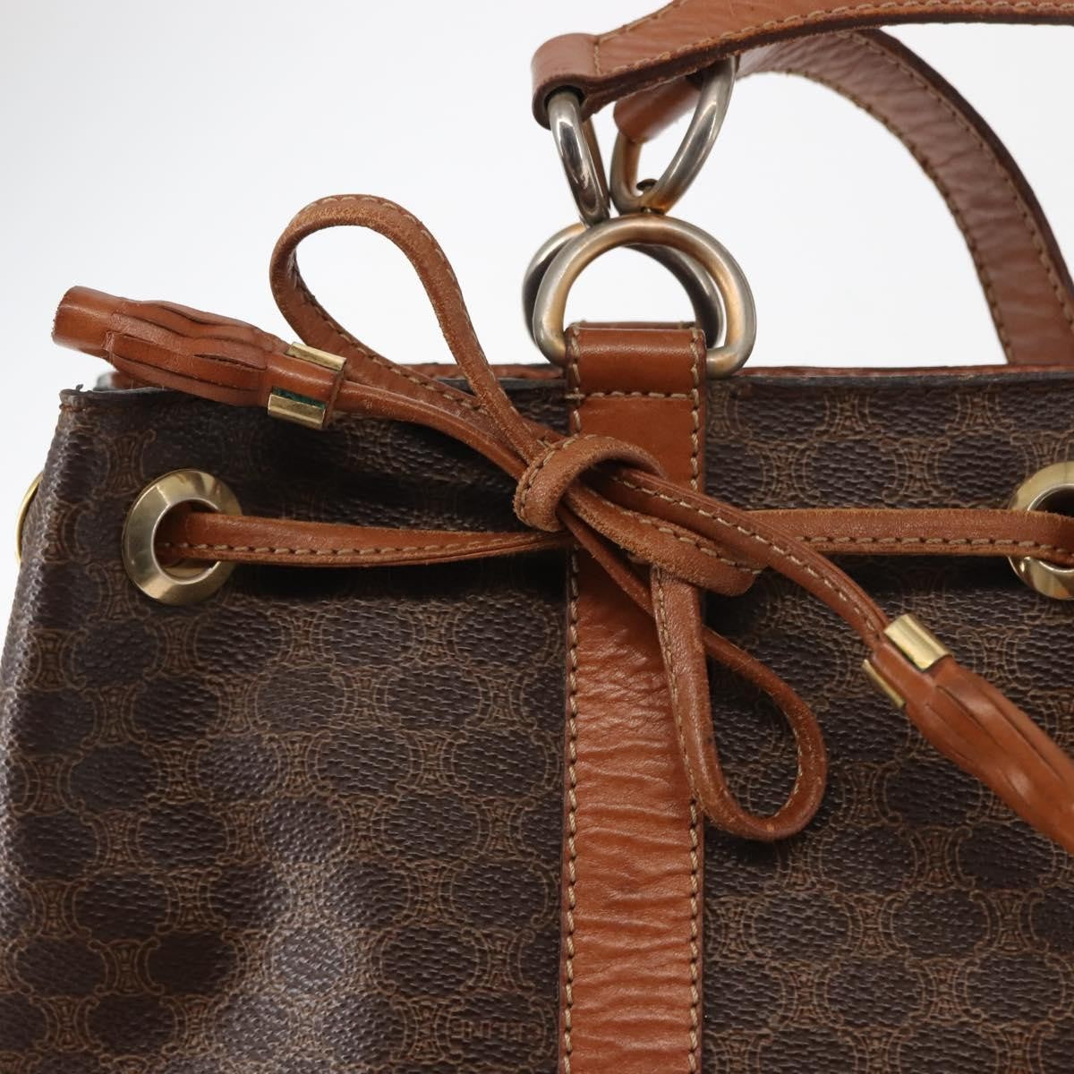 Celine Vintage Macadam Shoulder Bag Canvas, BROWN, PVC, Shoulder bag