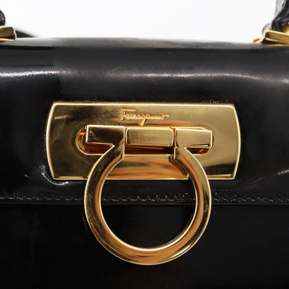 Salvatore Ferragamo Gancini handbag Patent leather, BLACK, PATENT_LEATHER, Handbag
