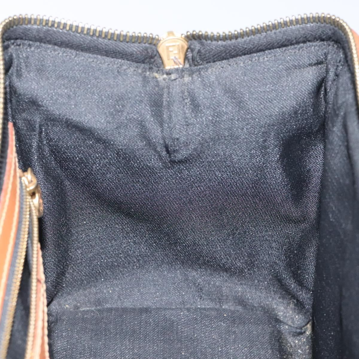 Fendi Vintage Pequin Boston Bag Coated Canvas, BROWN, CANVAS, Handbag