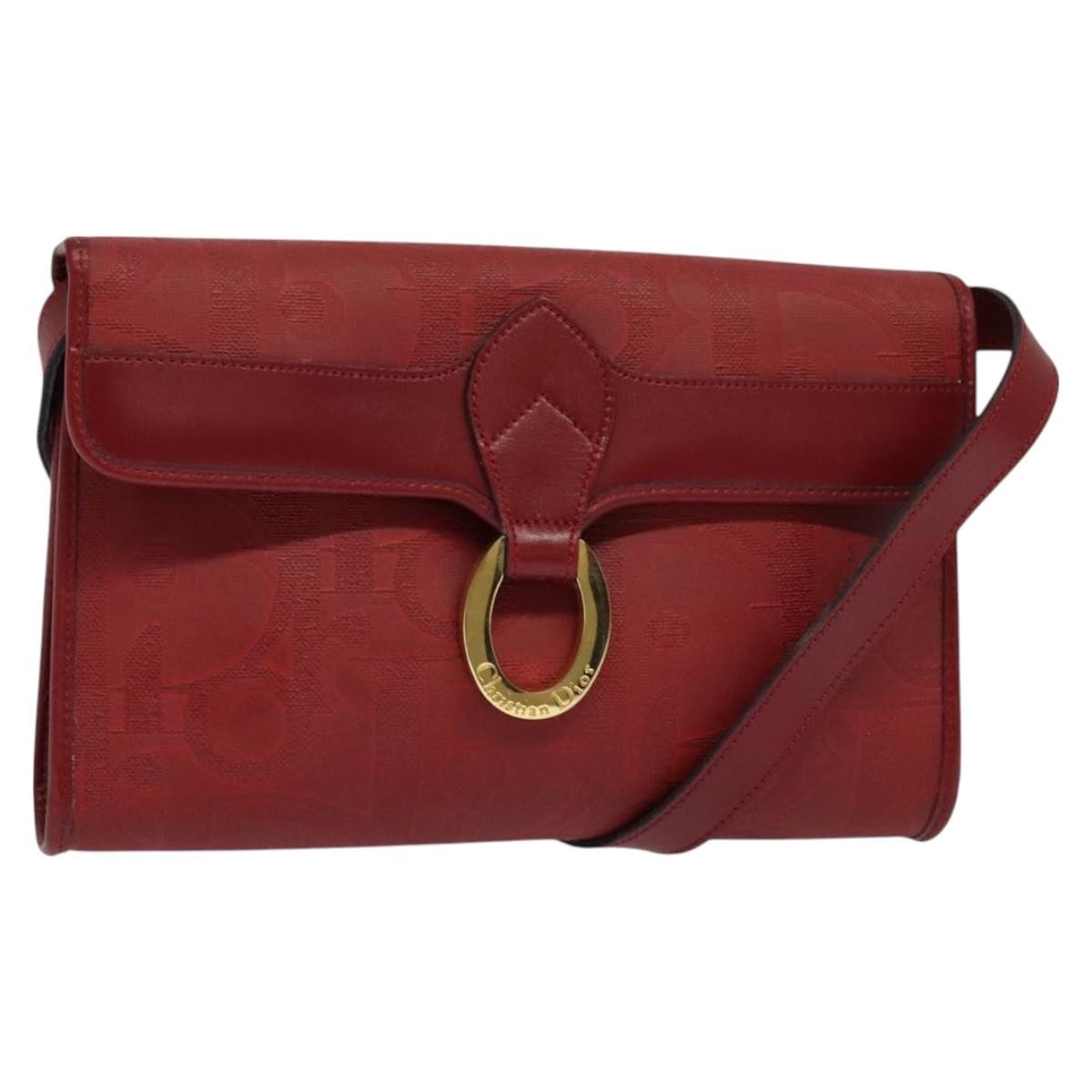Christian Dior Vintage Trotter Shoulder Bag Canvas, RED, CANVAS, Shoulder bag