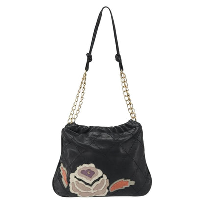 Chanel Chain Tote Leather, Black, Leather, Shoulder Bag