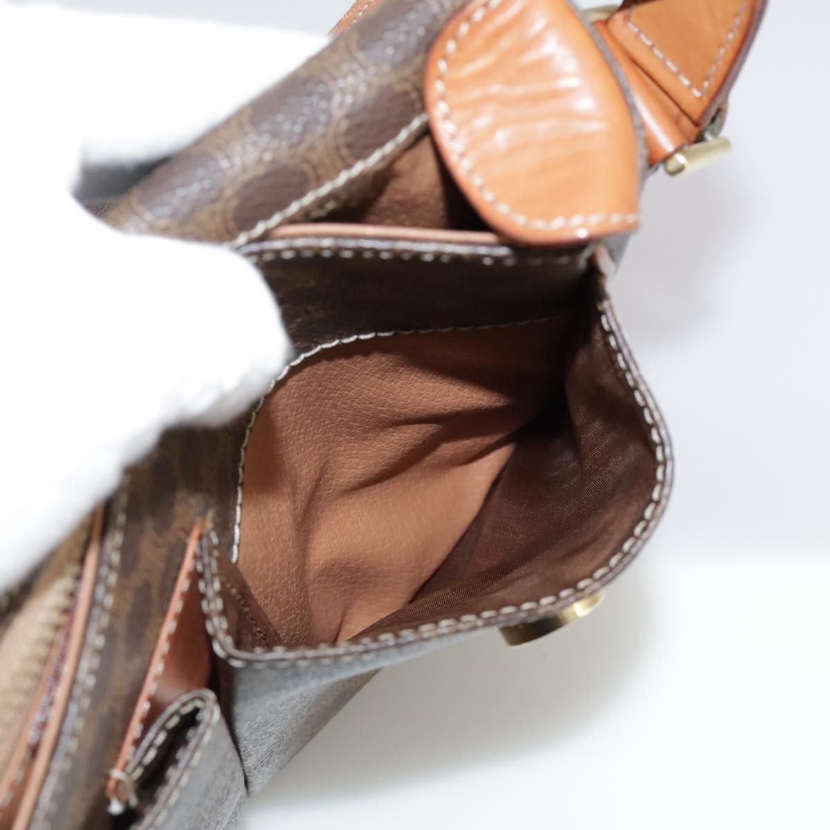 Celine Macadam Shoulder Bag PVC Leather, BROWN, CANVAS, Shoulder bag