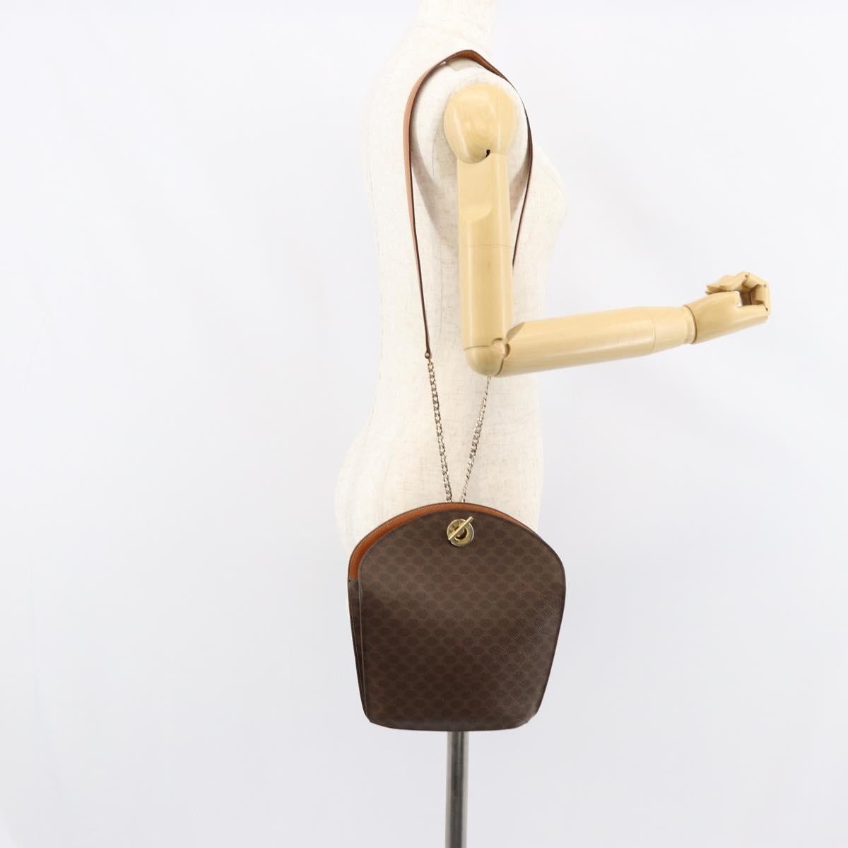 Celine Vintage Macadam Shoulder Bag Canvas, BROWN, PVC, Shoulder bag