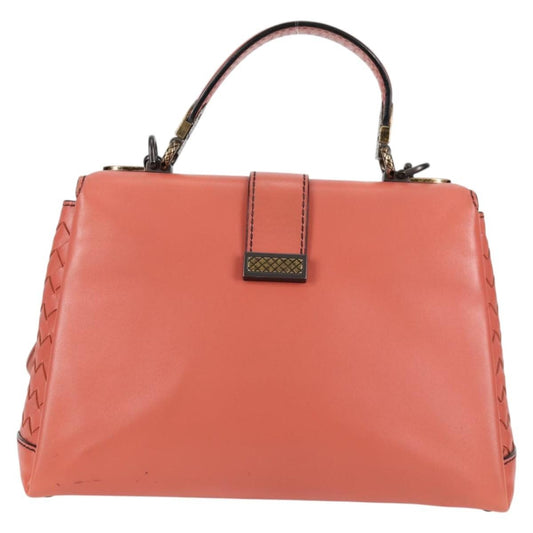 Bottega Veneta Piazza Top Handle Bag Leather with Intrecciato Detail, PINK, LEATHER, Handbag