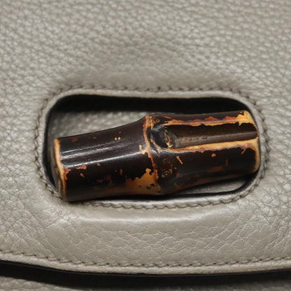 Gucci Bamboo Daily Top Handle Bag Leather, GRAY, LEATHER, Handbag