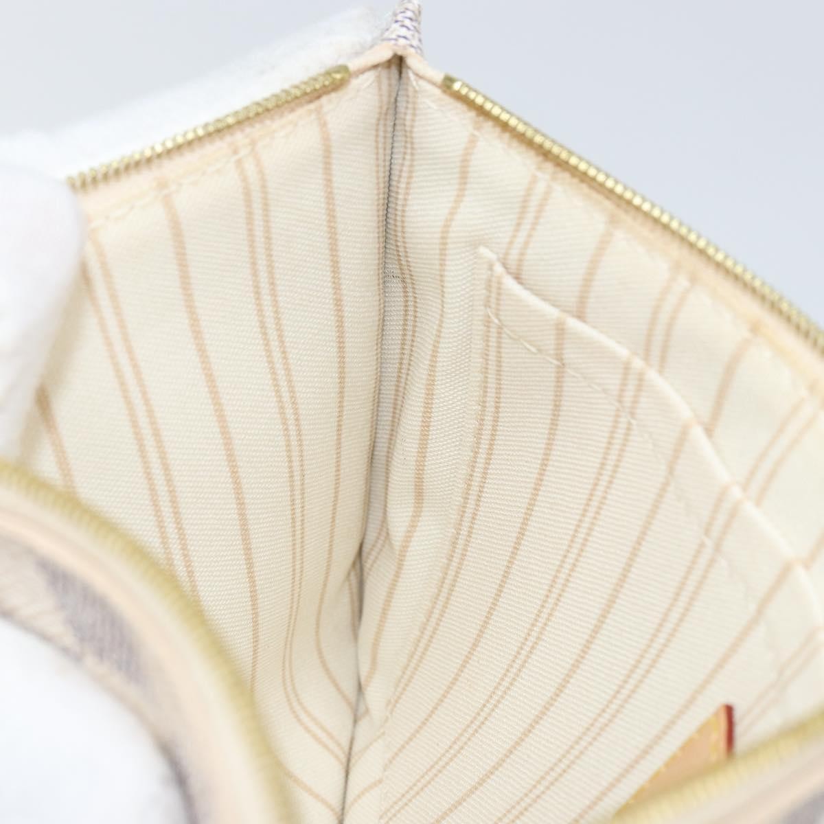 Louis Vuitton Neverfull Pochette Damier, BEIGE, CANVAS, Clutche & pouche