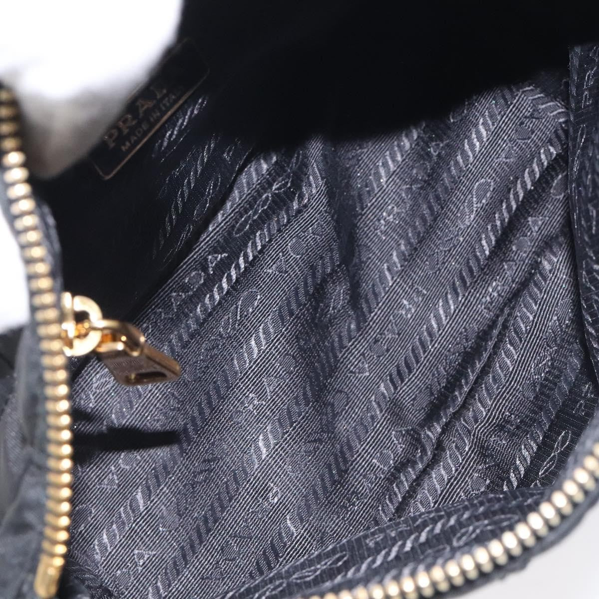 Prada Vintage Pouch Embroidery Nylon, BLACK, NYLON, Clutche & pouche