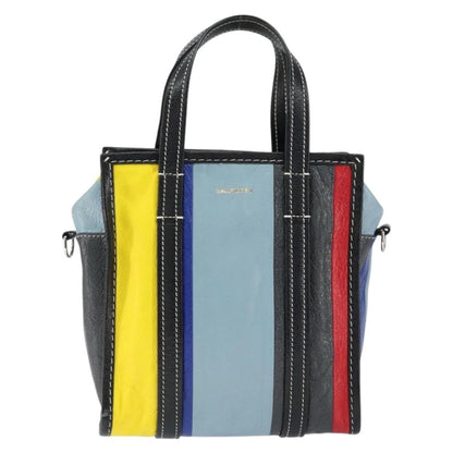 Balenciaga Bazar Convertible Tote Striped Leather, MULTICOLOUR, LEATHER, Tote bag