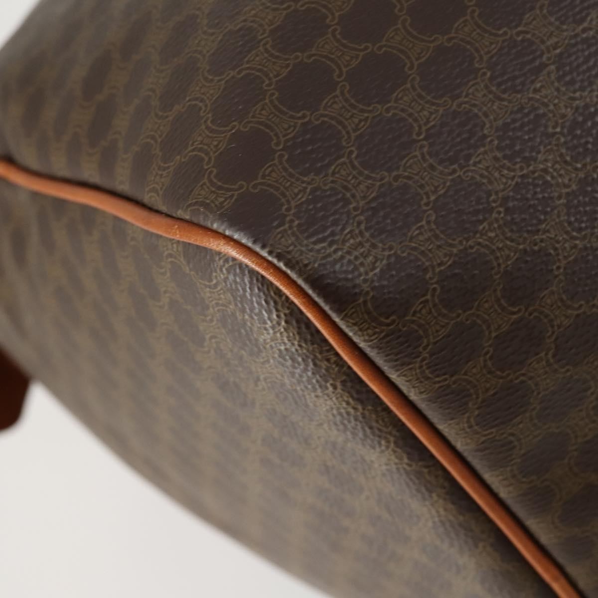 Celine Vintage Duffle Bag Macadam Coated Canvas, BROWN, PVC, Travel bag