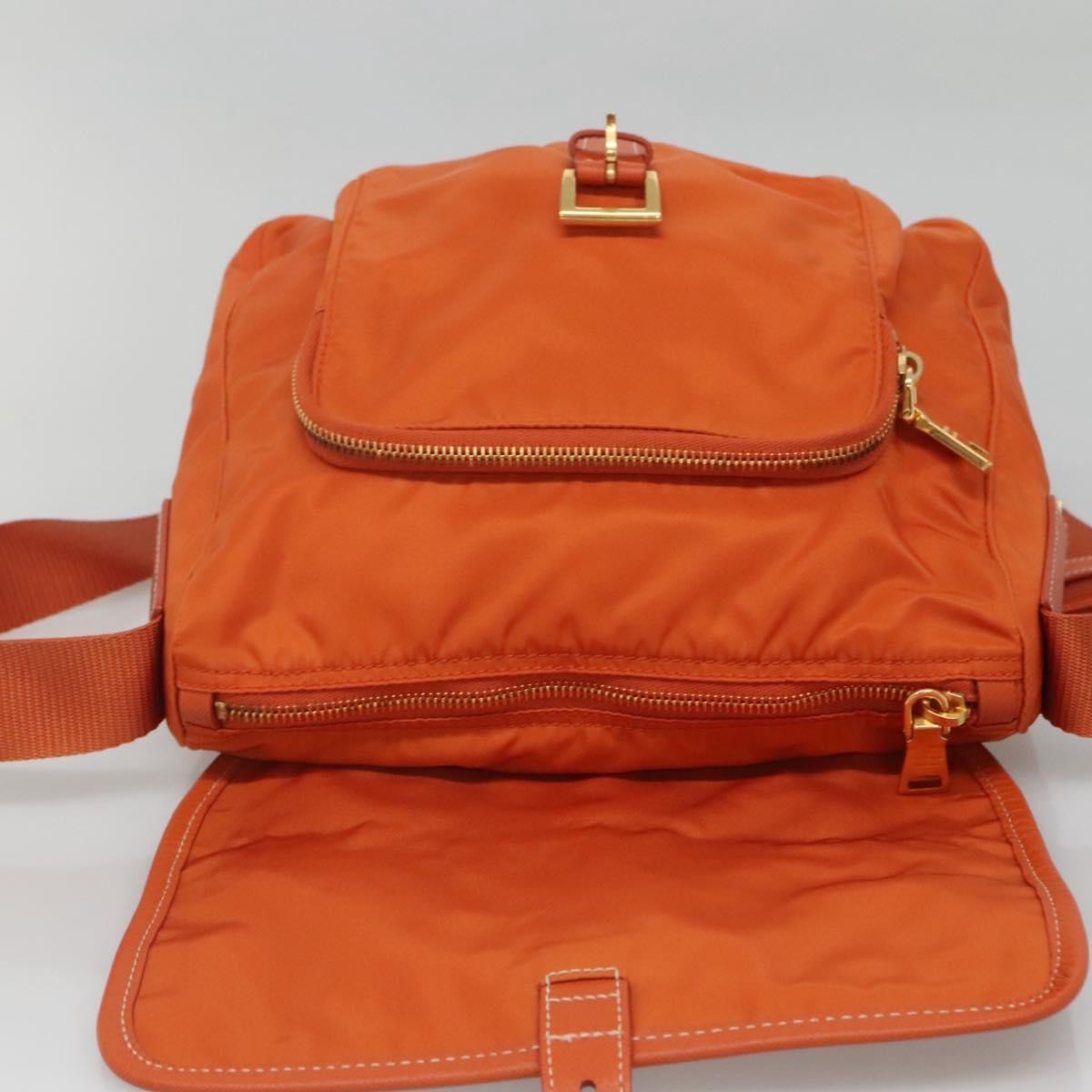 Prada Buckle Messenger Bag Tessuto, ORANGE, NYLON, Crossbody bag
