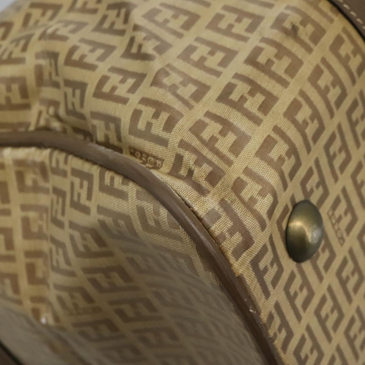 Fendi Boston Zucchino Coated Canvas, BEIGE, CANVAS, Travel bag