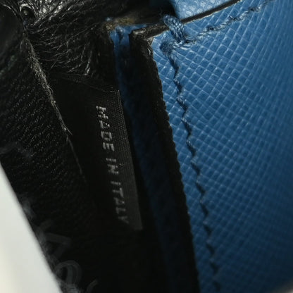 Prada Vintage Flap Shoulder Bag Leather, BLUE, LEATHER, Shoulder bag