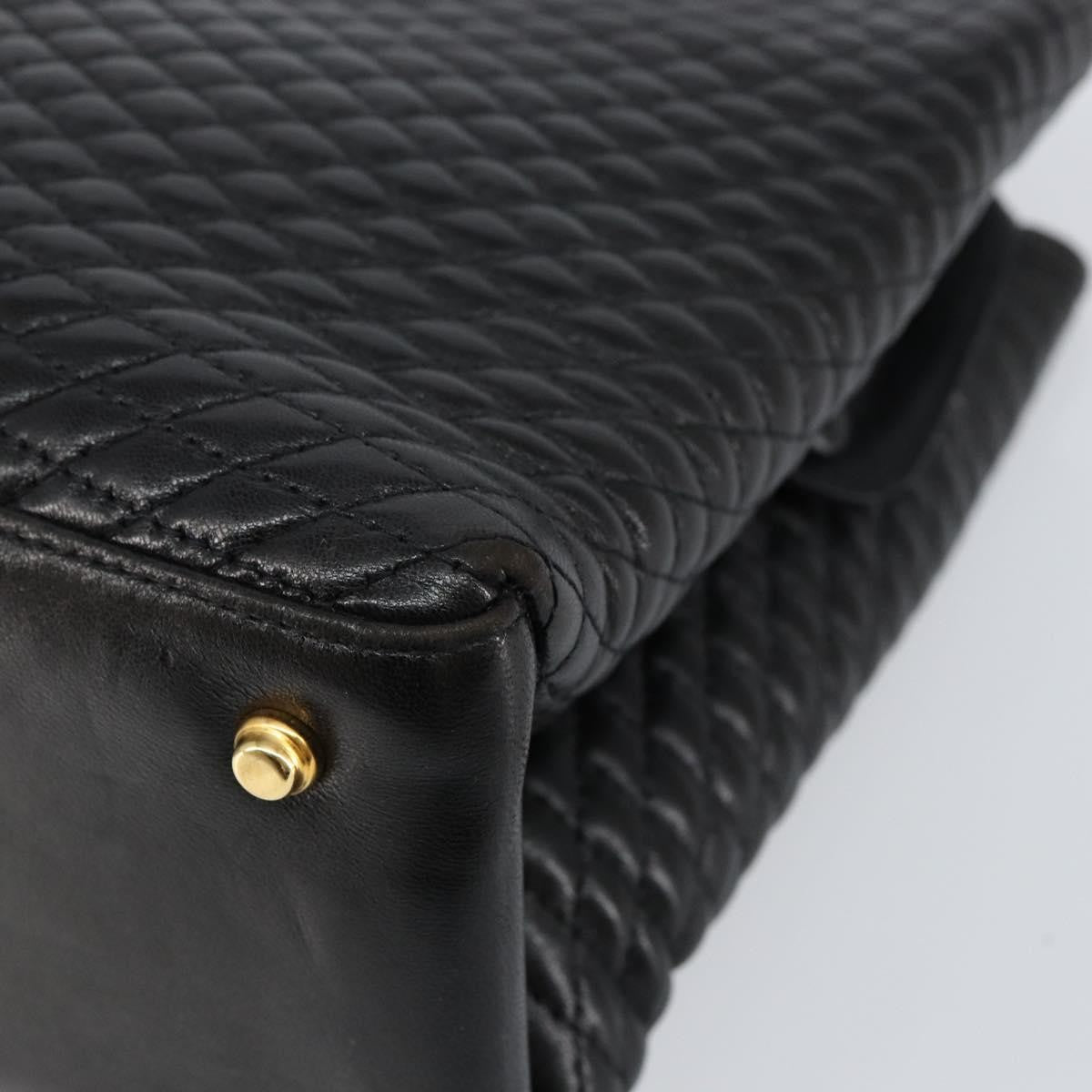 Bally Vintage Handbag Quilted Leather, BLACK, LEATHER, Handbag