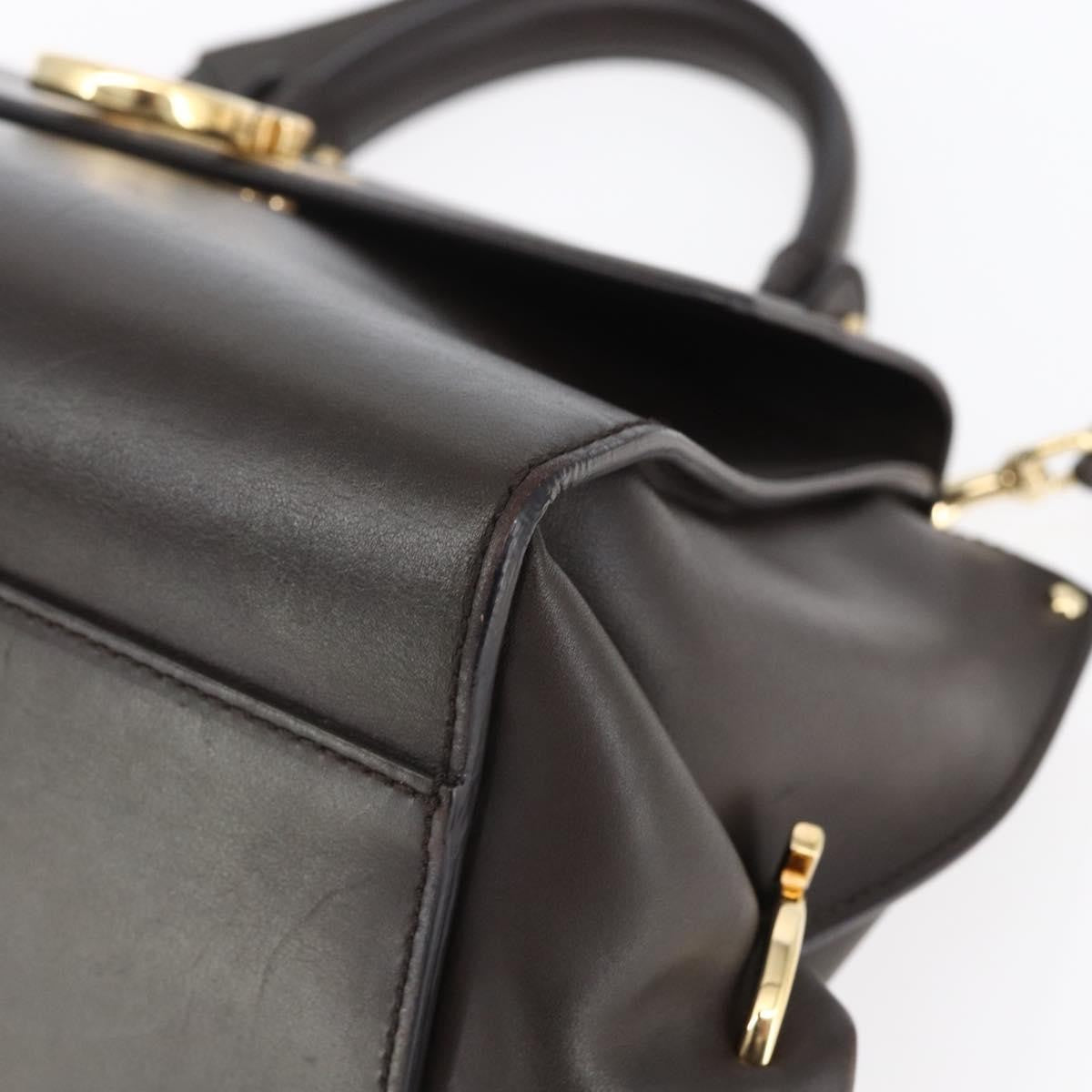 Salvatore Ferragamo Sofia Satchel Leather, BROWN, LEATHER, Handbag