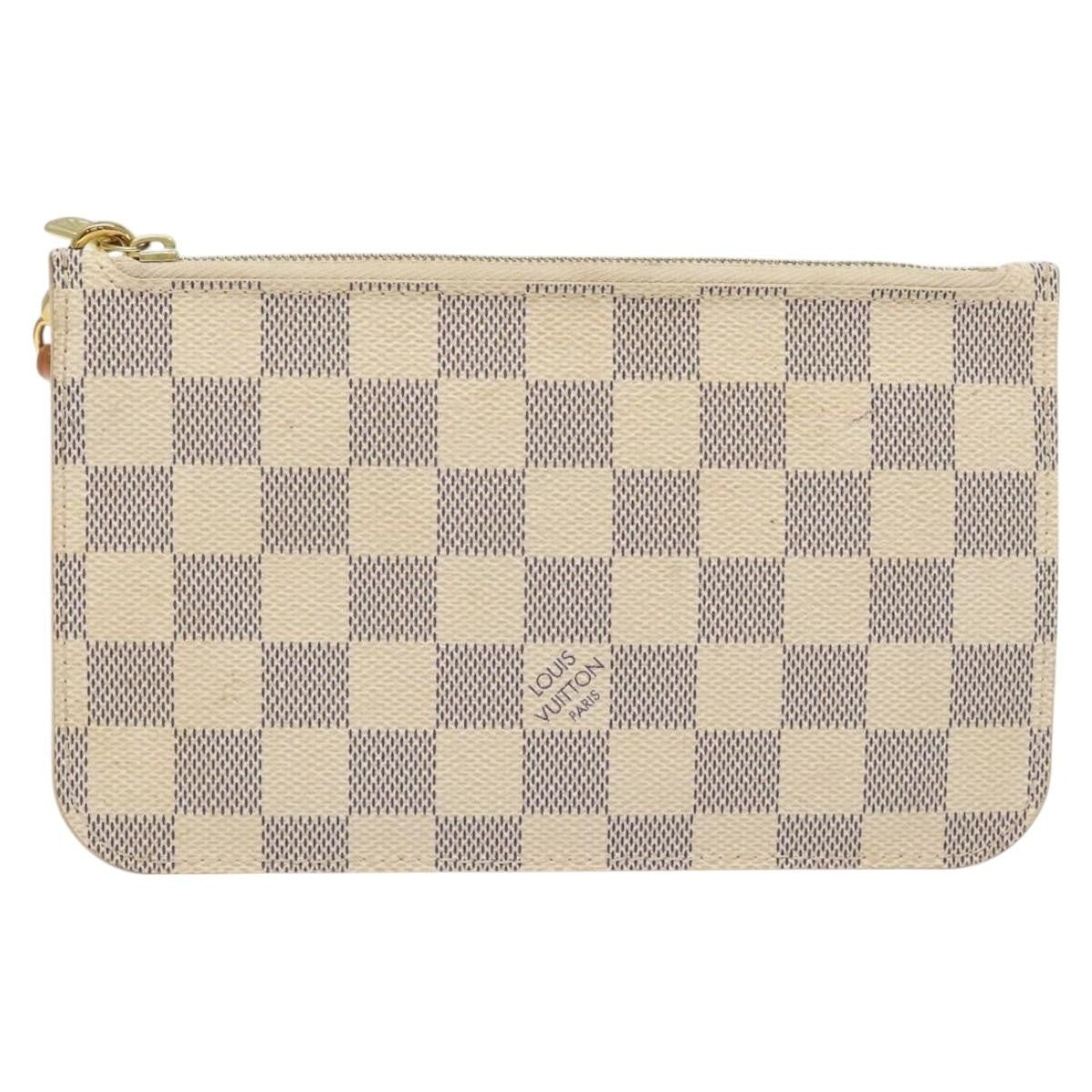 Louis Vuitton Neverfull Pochette Damier, WHITE, CANVAS, Clutche & pouche