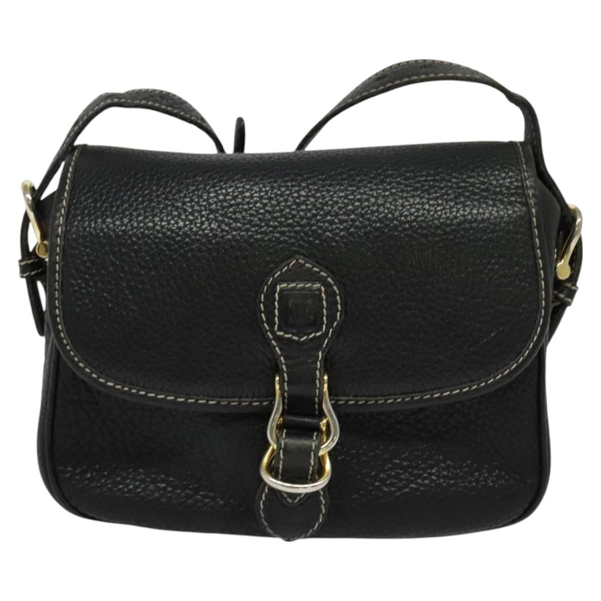 Celine Shoulder Bag Leather, BLACK, LEATHER, Shoulder bag