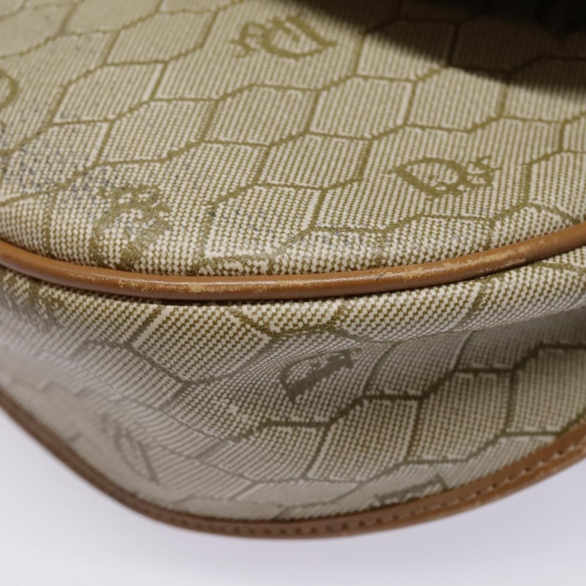 Christian Dior Vintage Honeycomb Flap Crossbody Bag Coated Canvas, BEIGE, CANVAS, Crossbody bag