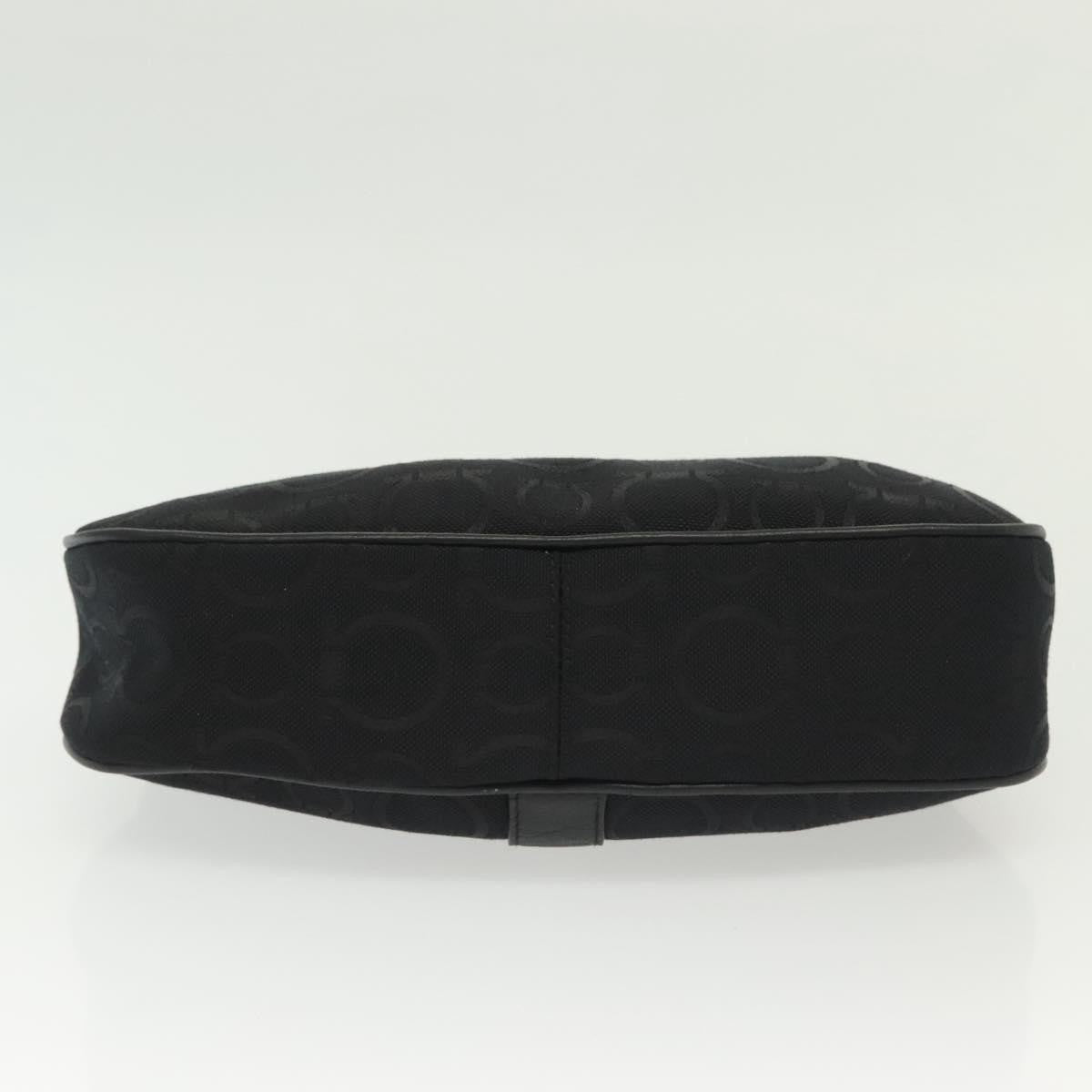 Salvatore Ferragamo Gancini handbag Canvas, BLACK, CANVAS, Handbag