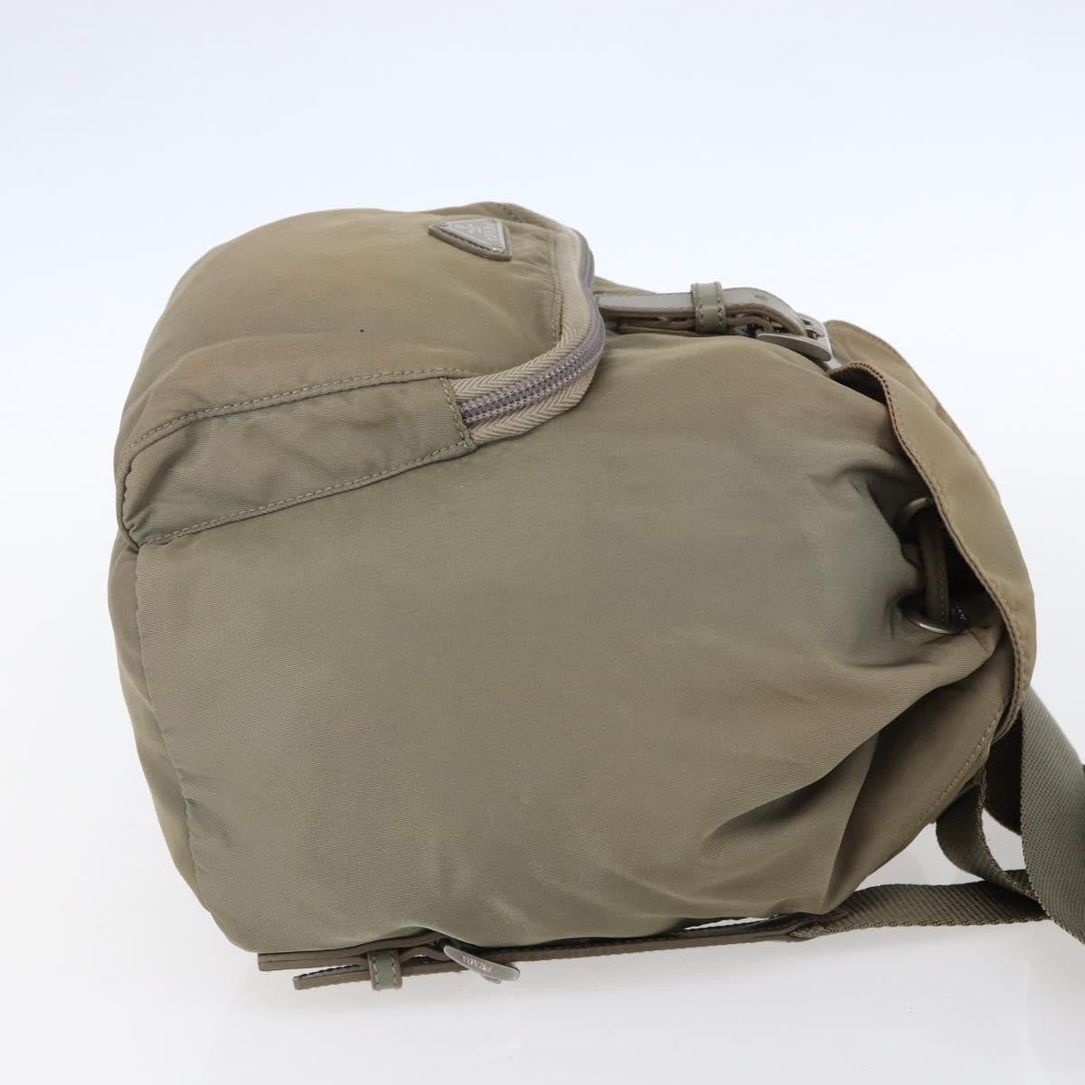 Prada Front Pocket Buckle Backpack Nylon, BEIGE, NYLON, Backpack