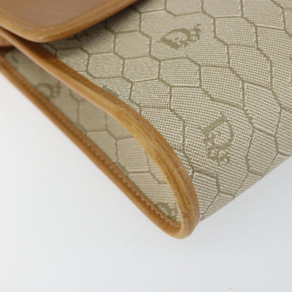 Christian Dior Vintage Honeycomb Flap Crossbody Bag Canvas and Leather, BEIGE, CANVAS, Shoulder bag