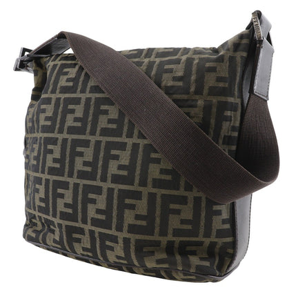 Fendi Logo Zucca Shoulder Bag Zucca, BROWN, CANVAS, Shoulder bag
