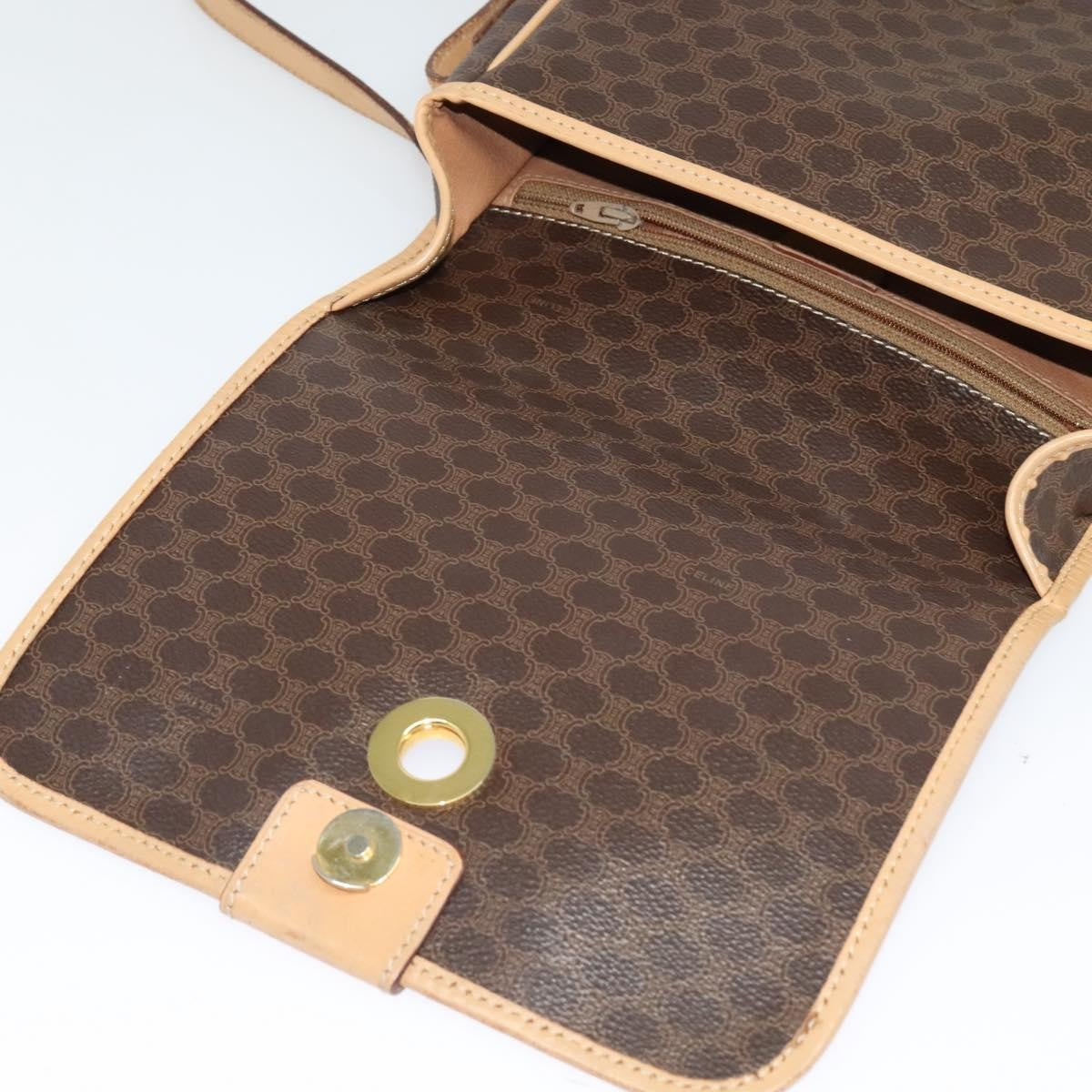 Celine Macadam Shoulder Bag PVC Leather, BROWN, CANVAS, Shoulder bag