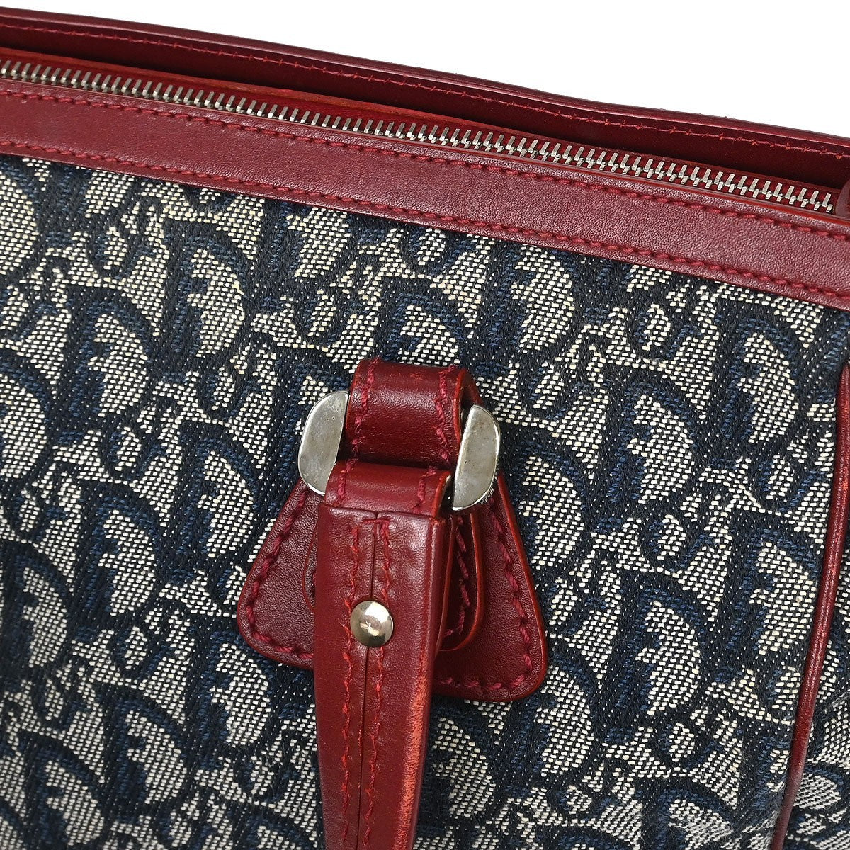 Christian Dior Vintage Trotter Zip Tote Diorissimo Canvas, NAVY, CANVAS, Tote bag