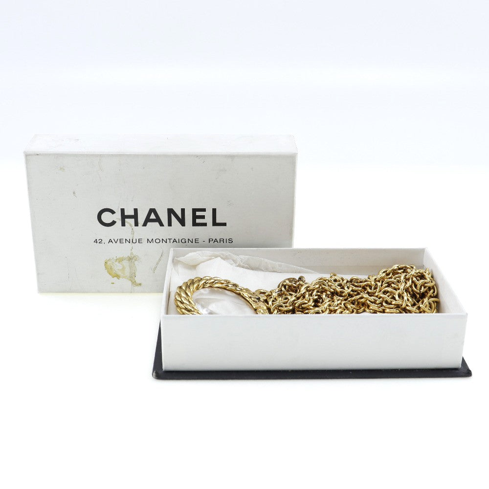Chanel Vintage Double CC Pendant Necklace Metal, GOLD, GOLD_PLATED, Necklace