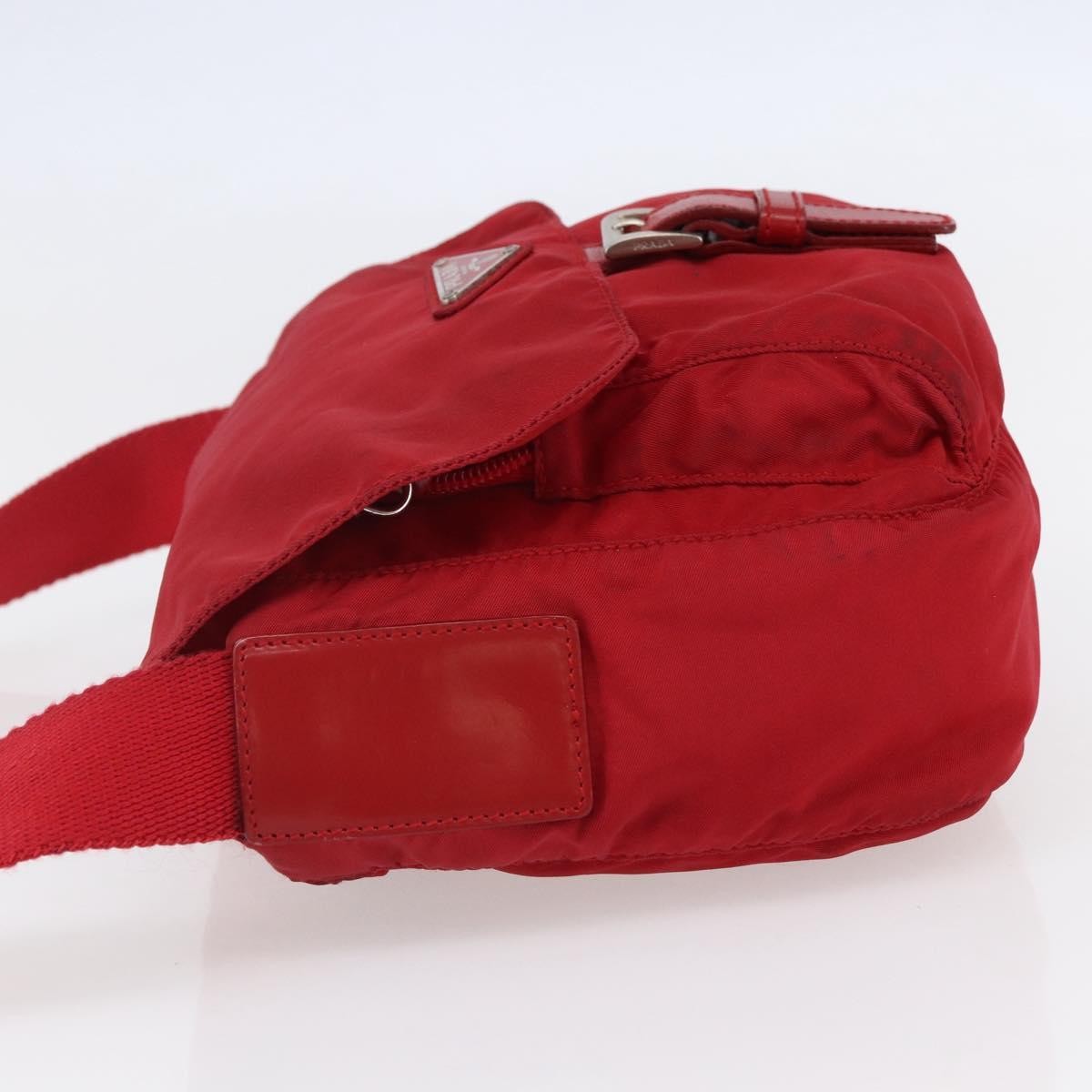 Prada Buckle Messenger Bag Tessuto, RED, NYLON, Shoulder bag