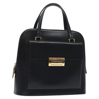 Salvatore Ferragamo Vintage Zip Handbag Leather, BLACK, LEATHER, Handbag
