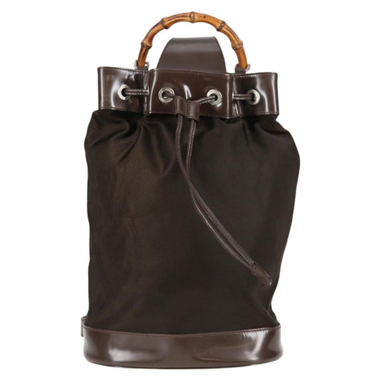 Gucci Vintage Bamboo Sling Backpack Nylon, BROWN, NYLON, Backpack