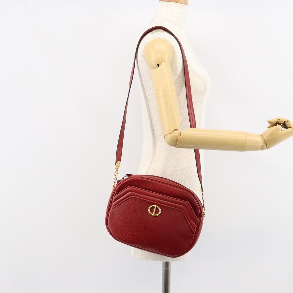 Christian Dior Vintage Shoulder Bag Leather, RED, LEATHER, Shoulder bag
