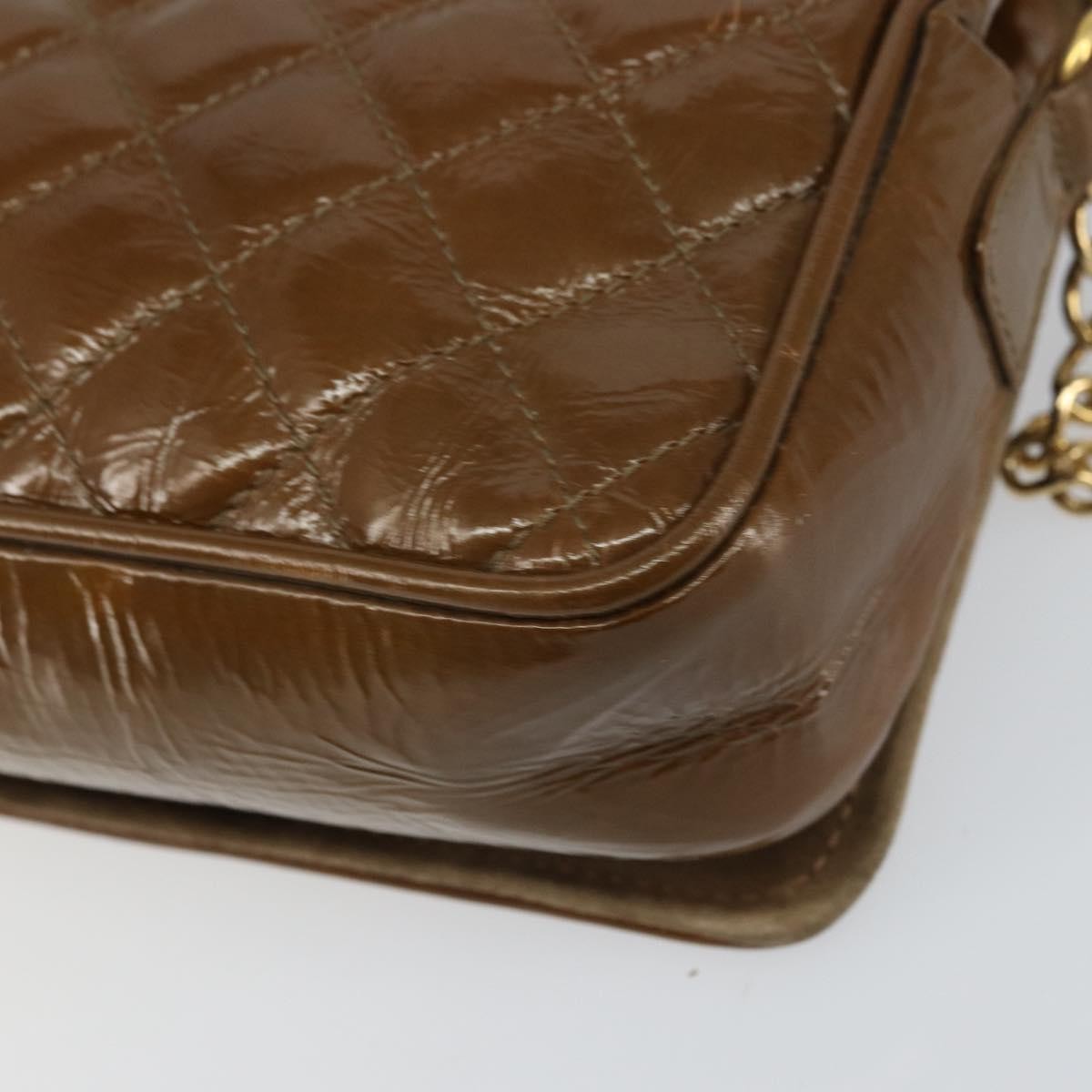 Bally Vintage Chain Shoulder Bag Quilted Patent leather, BROWN, PATENT_LEATHER, Shoulder bag