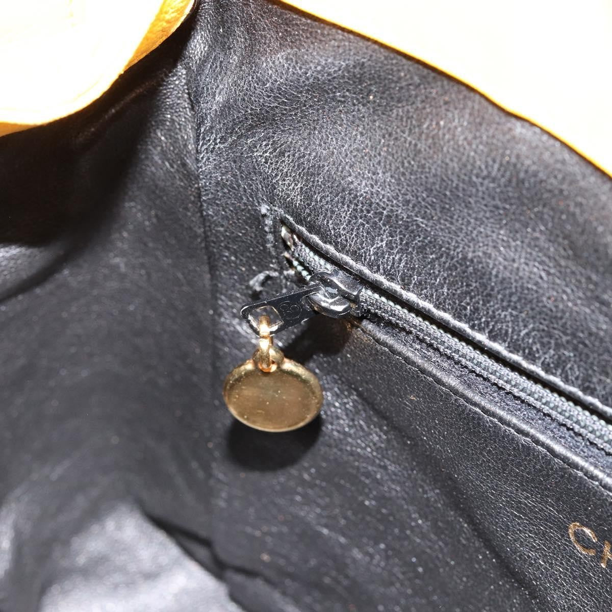 Chanel Vintage CC Fold Over Shoulder Bag Quilted Lambskin, YELLOW, LEATHER, Shoulder bag