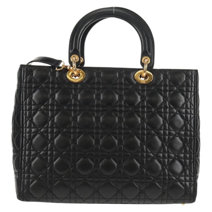 Christian Dior Vintage Lady Dior Bag Cannage Quilt Lambskin, BLACK, LEATHER, Handbag