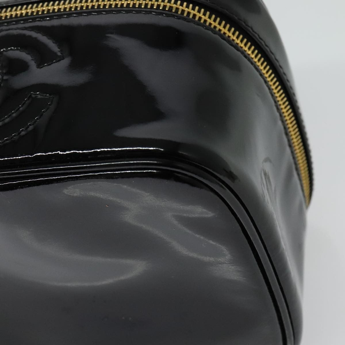 Chanel Vanity pouch Leather, BLACK, PATENT_LEATHER, Toiletry Case