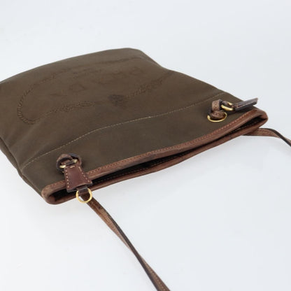 Prada Logo Flat Messenger Canvas, BROWN, CANVAS, Shoulder bag