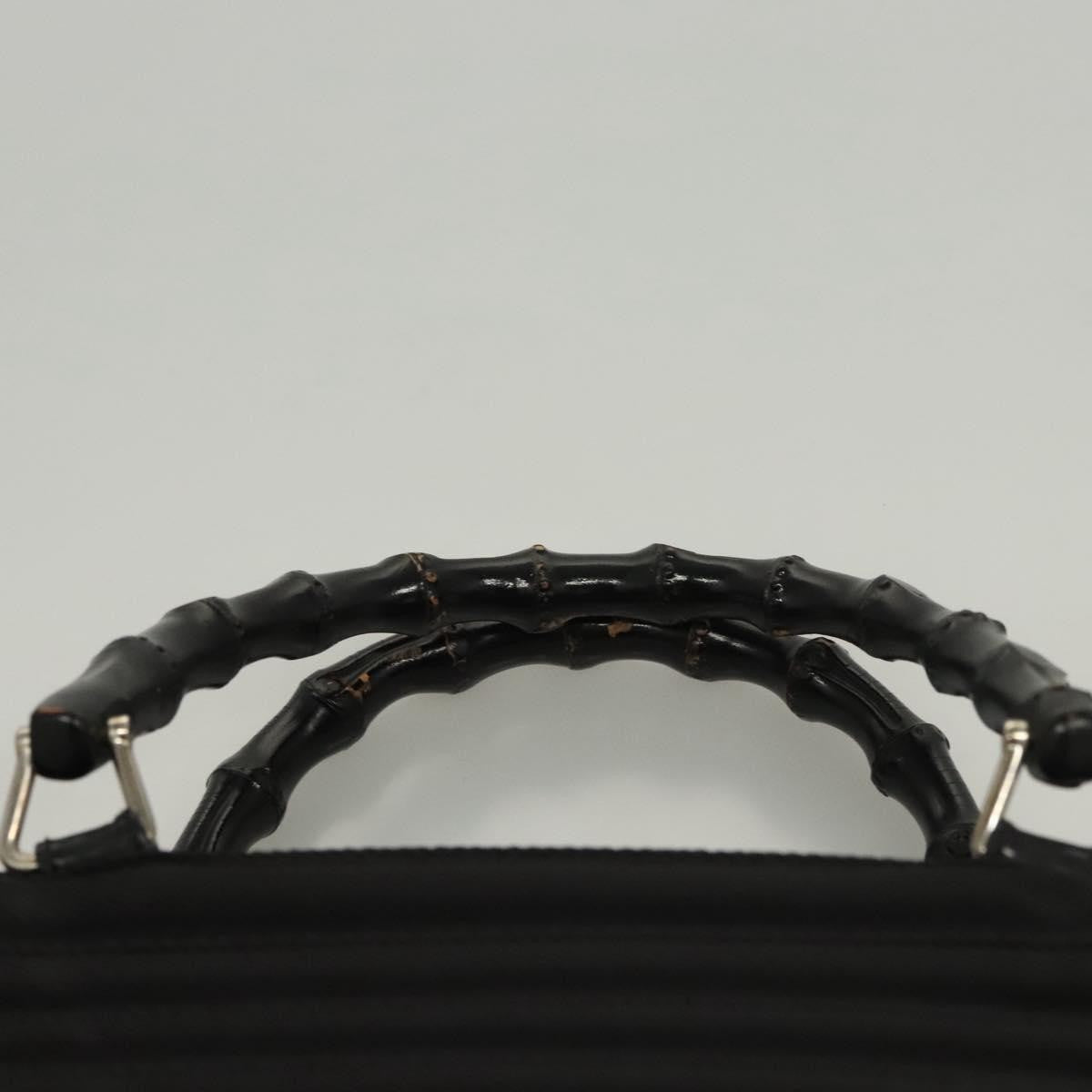 Gucci Vintage Bamboo Handle Tote Nylon, BLACK, NYLON, Tote bag