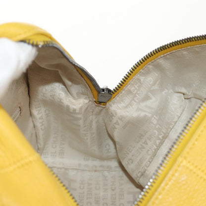 Chanel Square Stitch Bowler Bag Quilted Caviar, YELLOW, LEATHER, Handbag