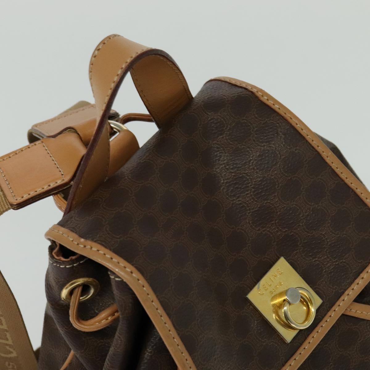 Celine Vintage Macadam Backpack Canvas and Leather, Brown, Canvas, Backpack