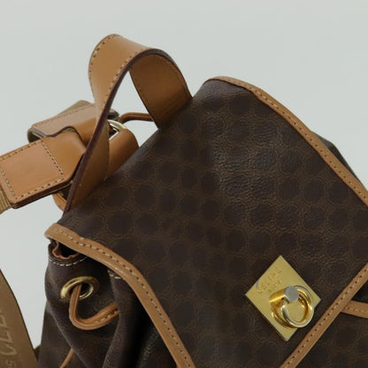 Celine Vintage Macadam Backpack Canvas and Leather, Brown, Canvas, Backpack