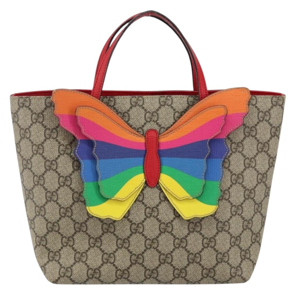 Gucci Children's tote with rainbow butterfly Canvas, BEIGE, PVC, Tote bag