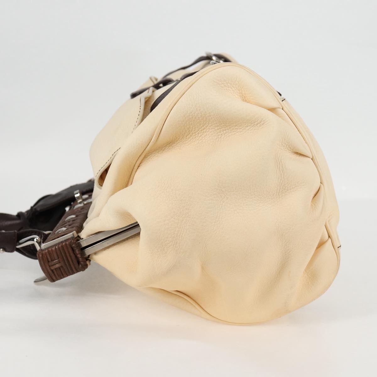 Salvatore Ferragamo Gancini handbag Leather, BEIGE, LEATHER, Handbag