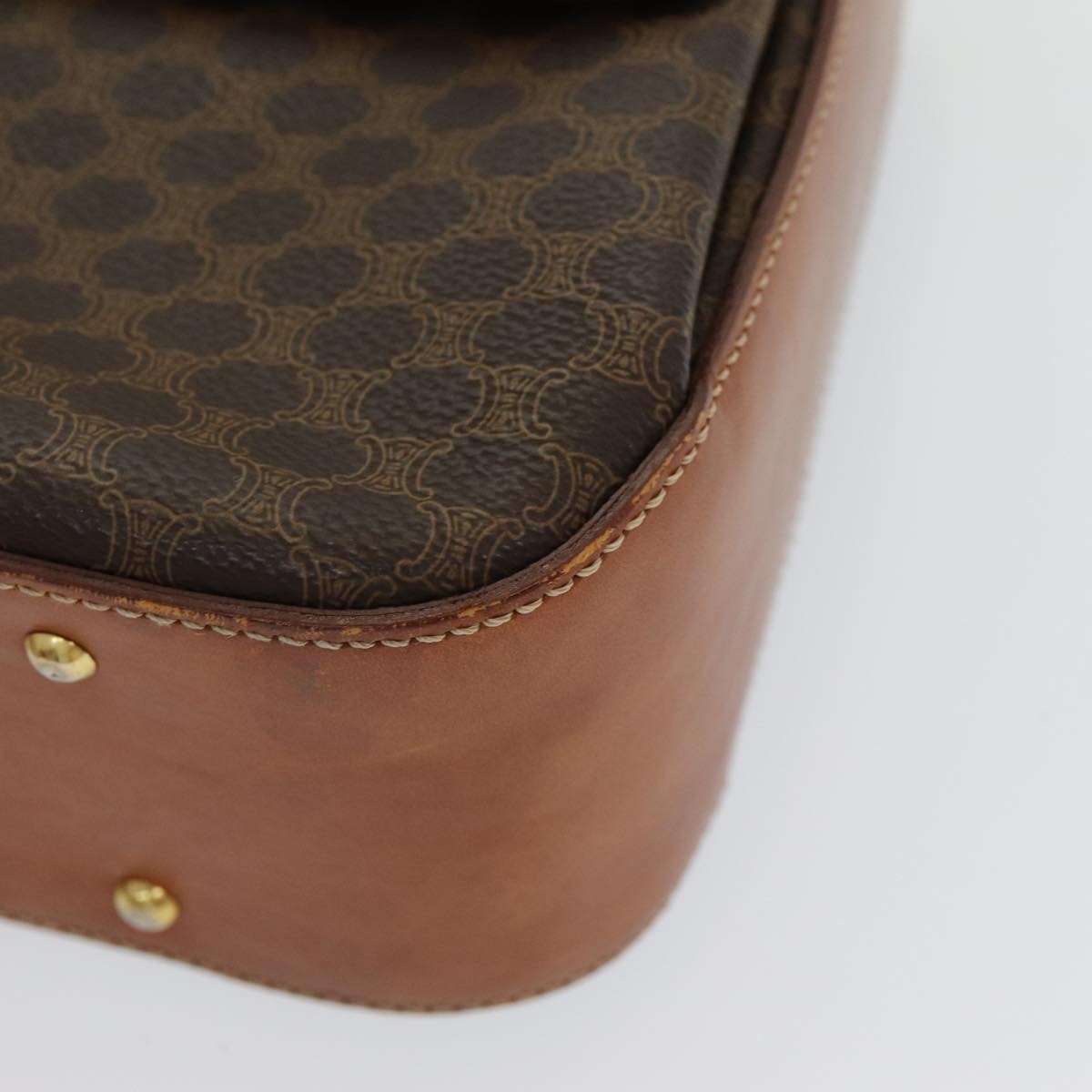 Celine Vintage Convertible Top Handle Bag Macadam Coated Canvas, BROWN, CANVAS, Handbag